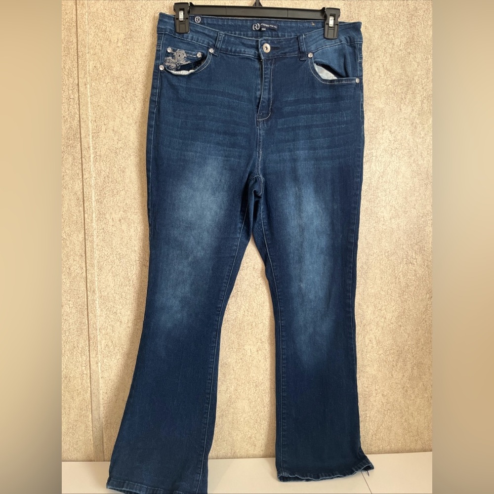Our Republic for All Classic Blue Women's Jeans Rhinestone Cross Women' 16w